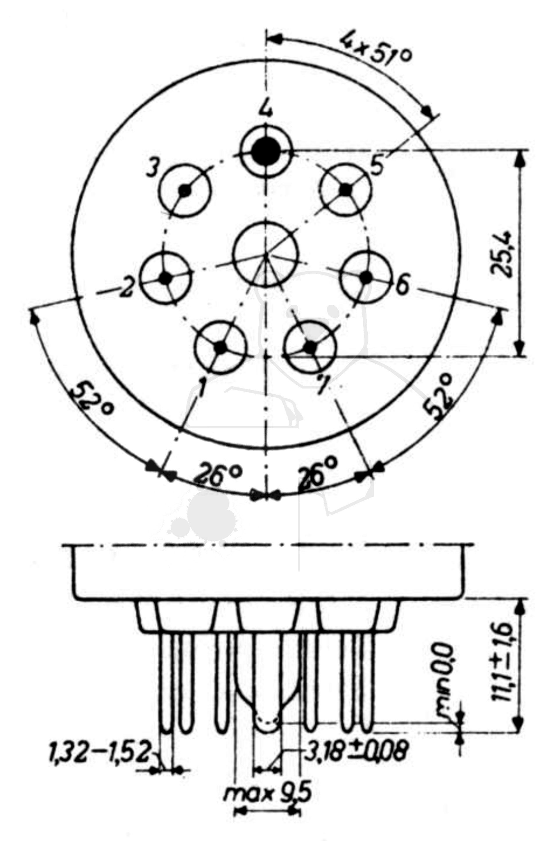 Fassung für Röhren mit: Septar, 7pol. aus: Das große Röhrenhandbuch, Franzis Verlag, 1995 München